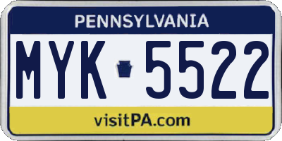 PA license plate MYK5522