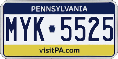 PA license plate MYK5525