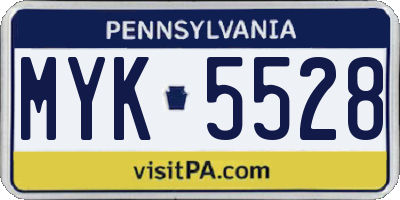 PA license plate MYK5528