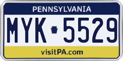 PA license plate MYK5529