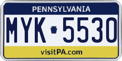 PA license plate MYK5530