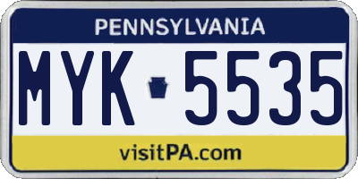 PA license plate MYK5535