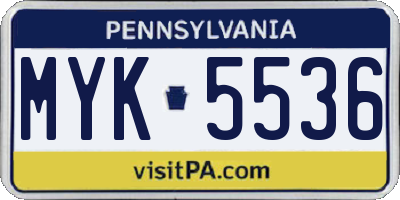 PA license plate MYK5536