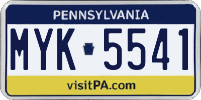PA license plate MYK5541