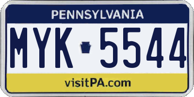 PA license plate MYK5544