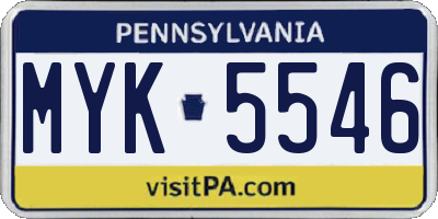 PA license plate MYK5546