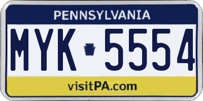 PA license plate MYK5554