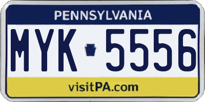 PA license plate MYK5556