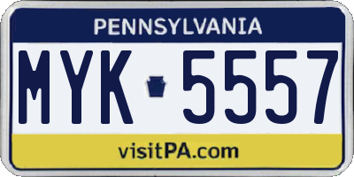 PA license plate MYK5557