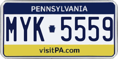 PA license plate MYK5559