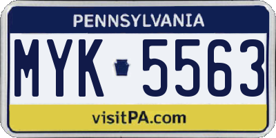 PA license plate MYK5563