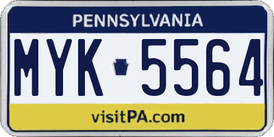 PA license plate MYK5564