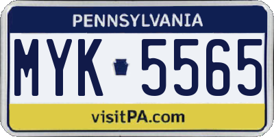PA license plate MYK5565