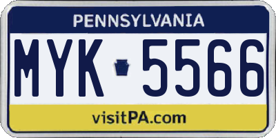 PA license plate MYK5566