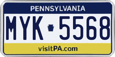 PA license plate MYK5568