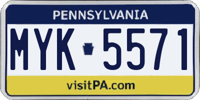 PA license plate MYK5571