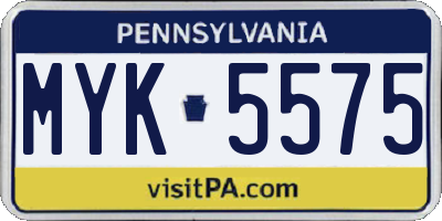 PA license plate MYK5575
