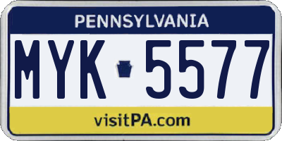 PA license plate MYK5577