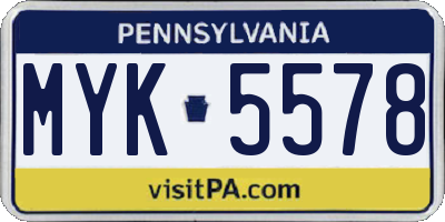 PA license plate MYK5578