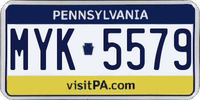 PA license plate MYK5579