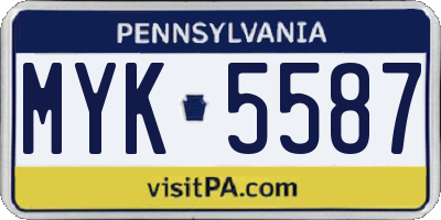 PA license plate MYK5587