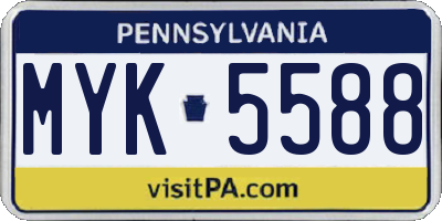 PA license plate MYK5588