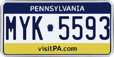PA license plate MYK5593