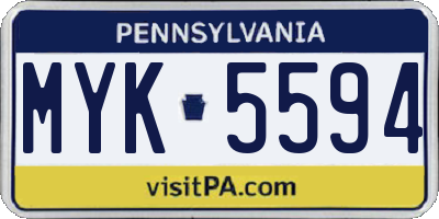 PA license plate MYK5594