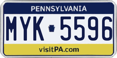 PA license plate MYK5596