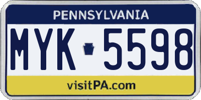 PA license plate MYK5598