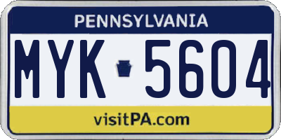 PA license plate MYK5604