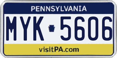PA license plate MYK5606