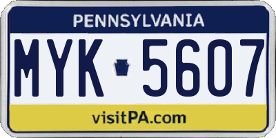 PA license plate MYK5607