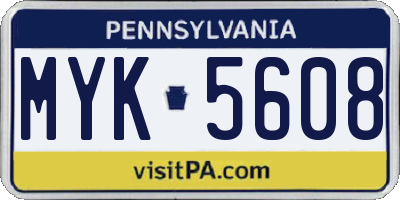 PA license plate MYK5608