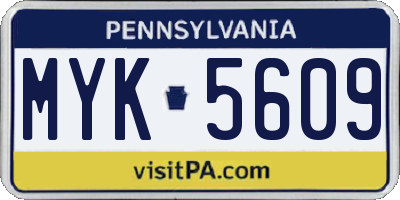 PA license plate MYK5609