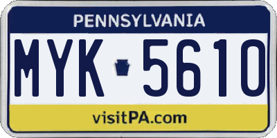 PA license plate MYK5610