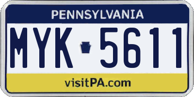 PA license plate MYK5611