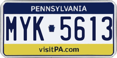 PA license plate MYK5613