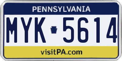 PA license plate MYK5614