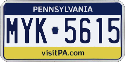 PA license plate MYK5615