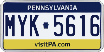 PA license plate MYK5616