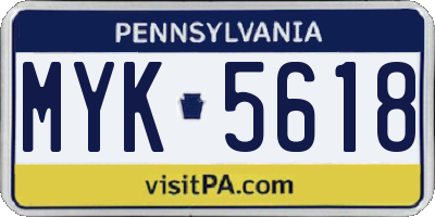 PA license plate MYK5618