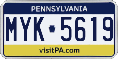 PA license plate MYK5619