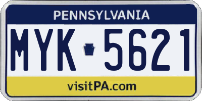 PA license plate MYK5621