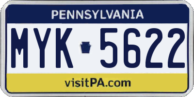 PA license plate MYK5622