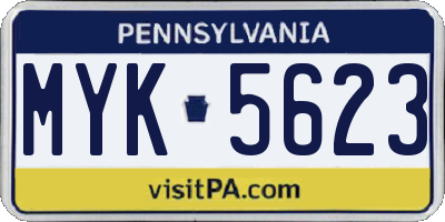 PA license plate MYK5623