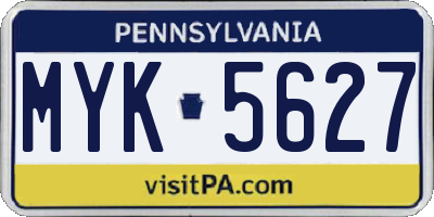 PA license plate MYK5627