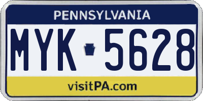 PA license plate MYK5628