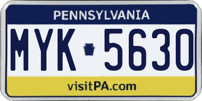 PA license plate MYK5630