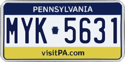 PA license plate MYK5631